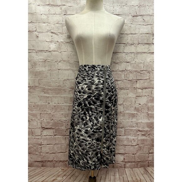 Talbots Gray Leopard Animal Print Zipper Pencil Skirt Size 12 Womens NEW - Picture 1 of 4